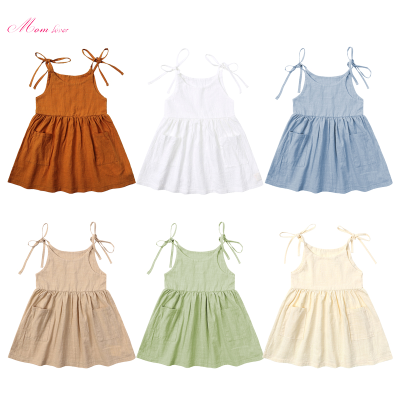 女の子のソリッドドレスノースリーブミニドレス夏のビーチサンドレス