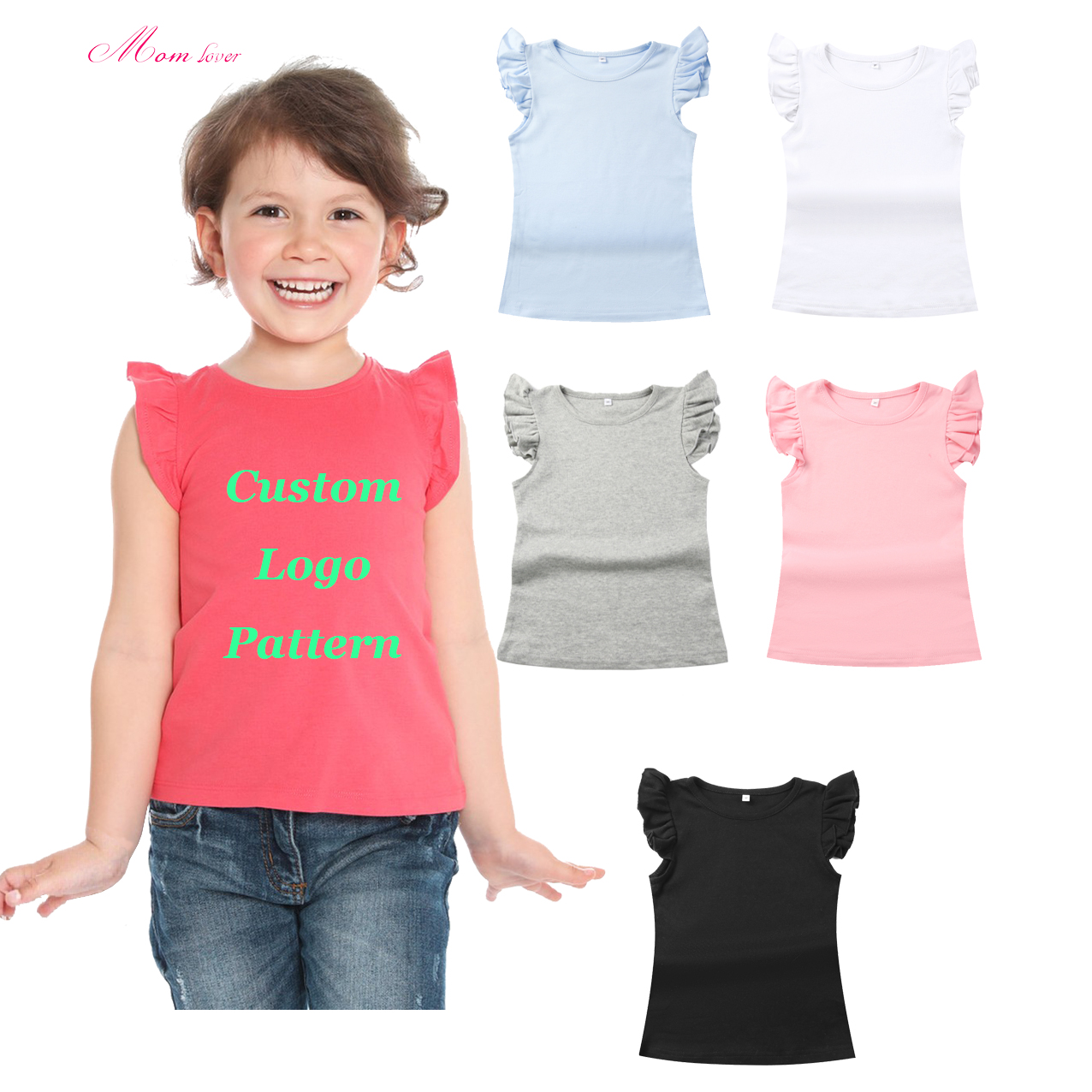 波打つカフTシャツ空白の夏のシャツ半袖Tシャツの女の子のためのTシャツ