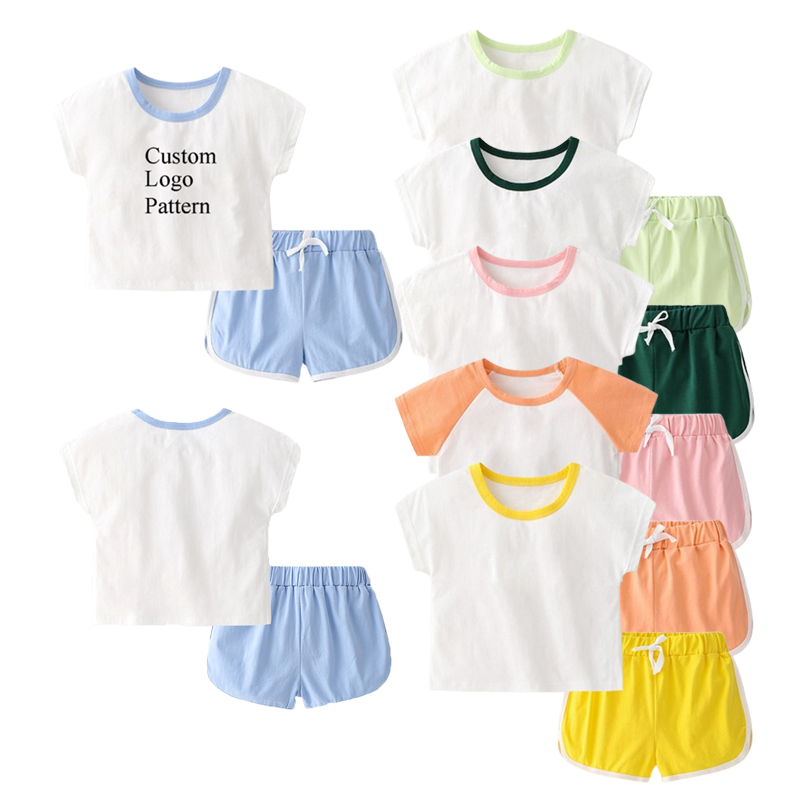 カスタムOEMコットンスパンデックスボーイ幼児の服セット