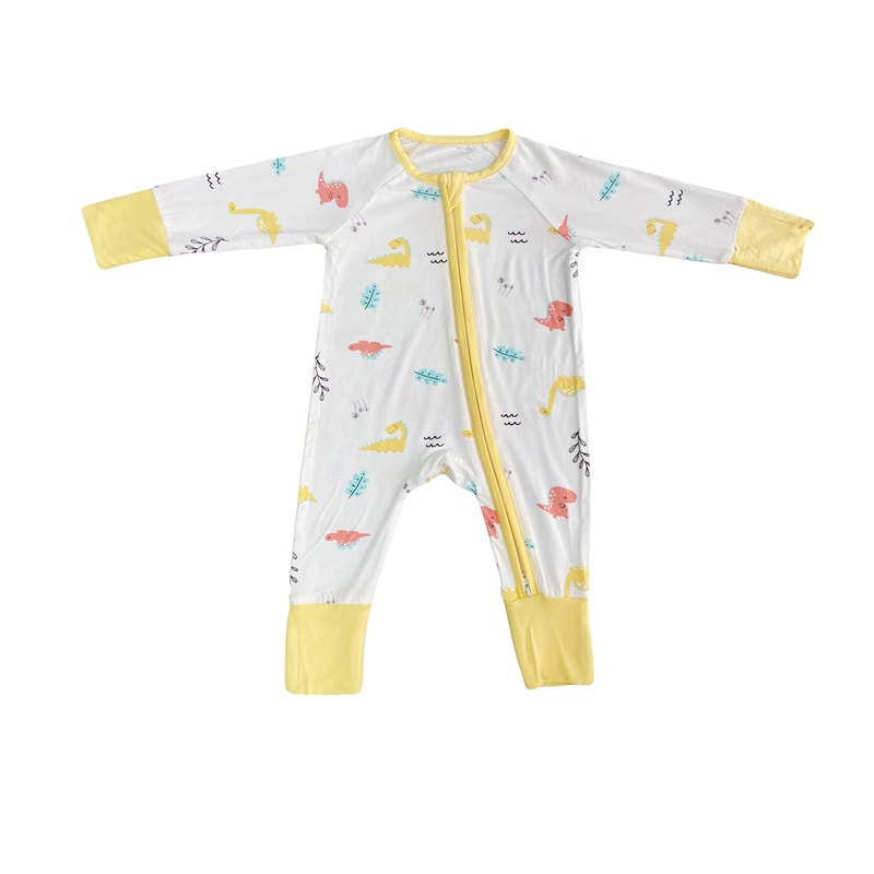 Bamboo Baby Rompers Zipper Footie PajamasコンバーチブルRomper