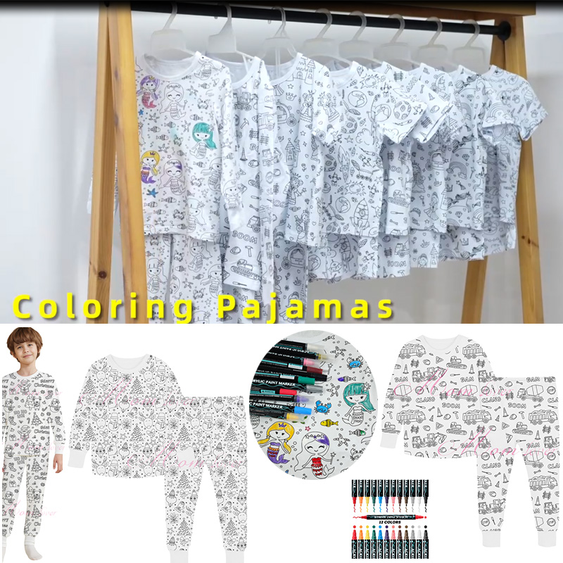パジャマを着色する子供たちは、3-8年の男の子のGirs Pajamasをセットします